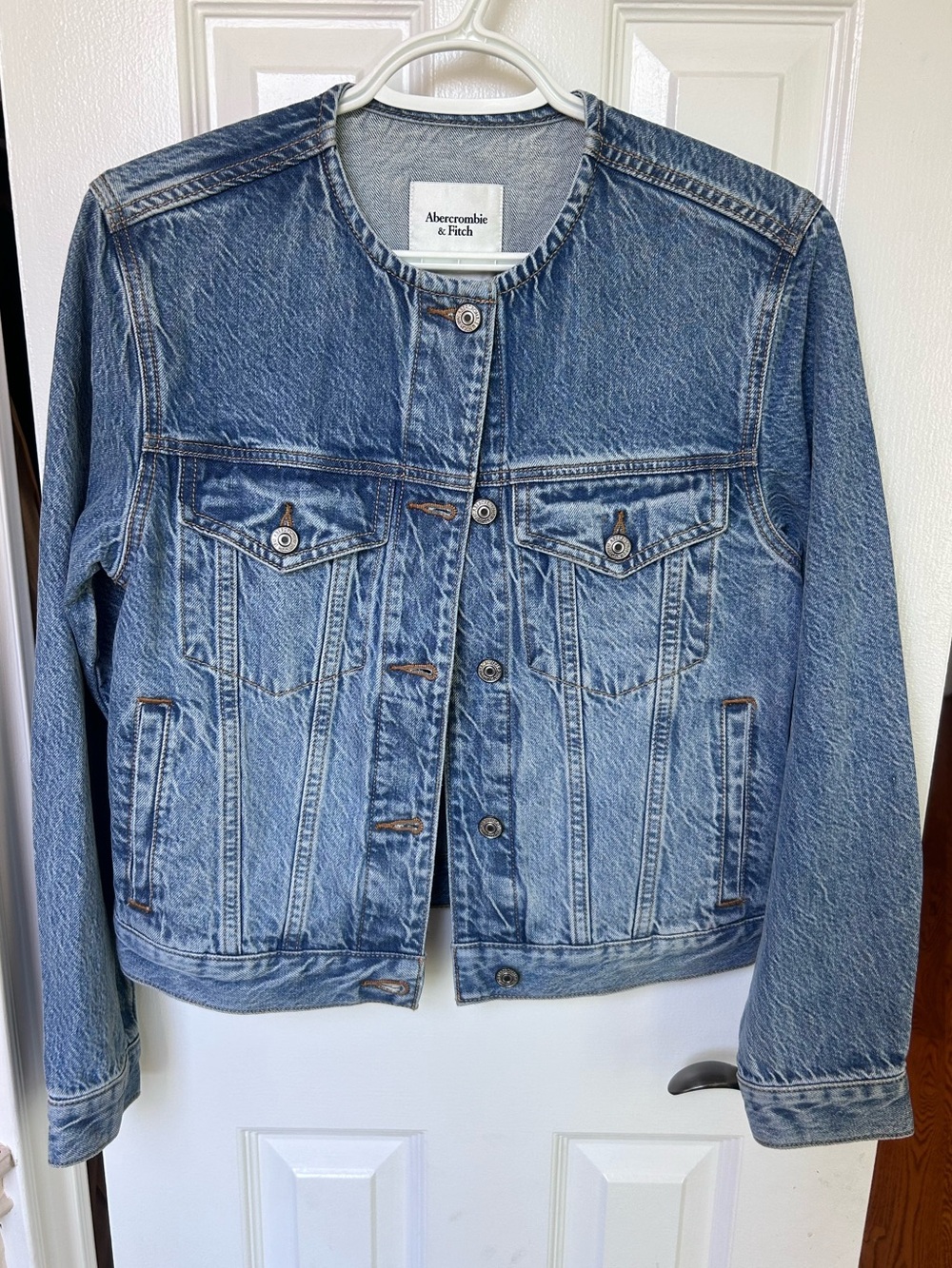 Abercrombie & Fitch Collarless Jean Jacket